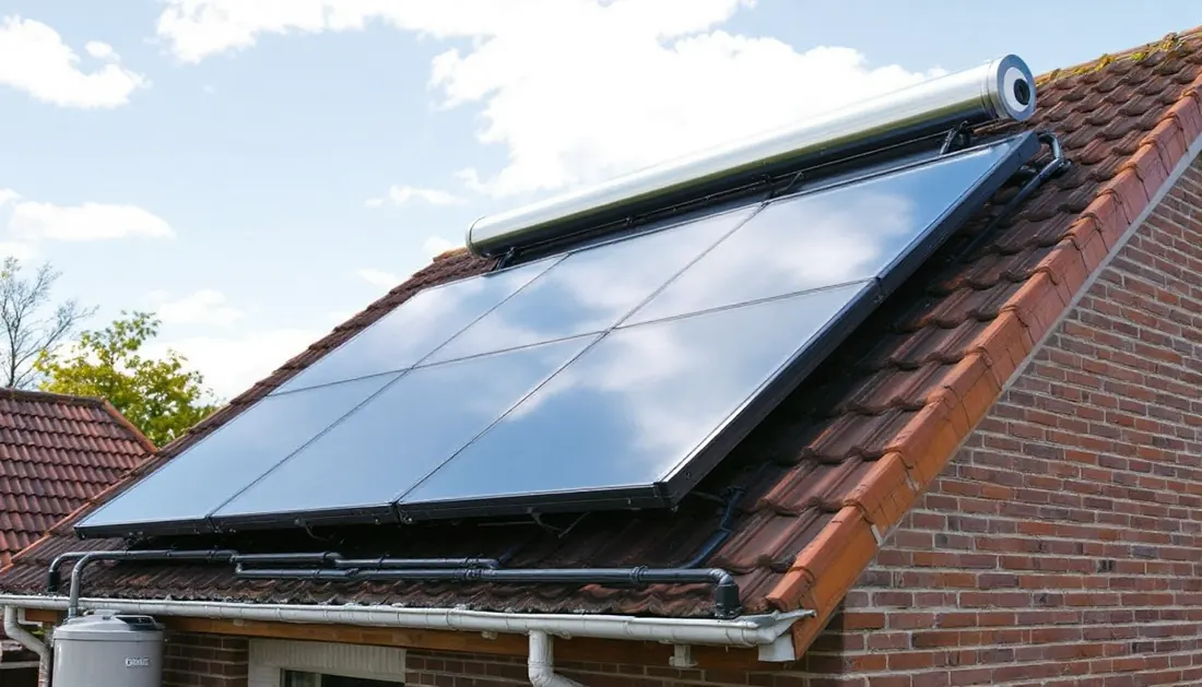 Capteurs d'un panneau solaire thermique sur une toiture pour le chauffe-eau solaire