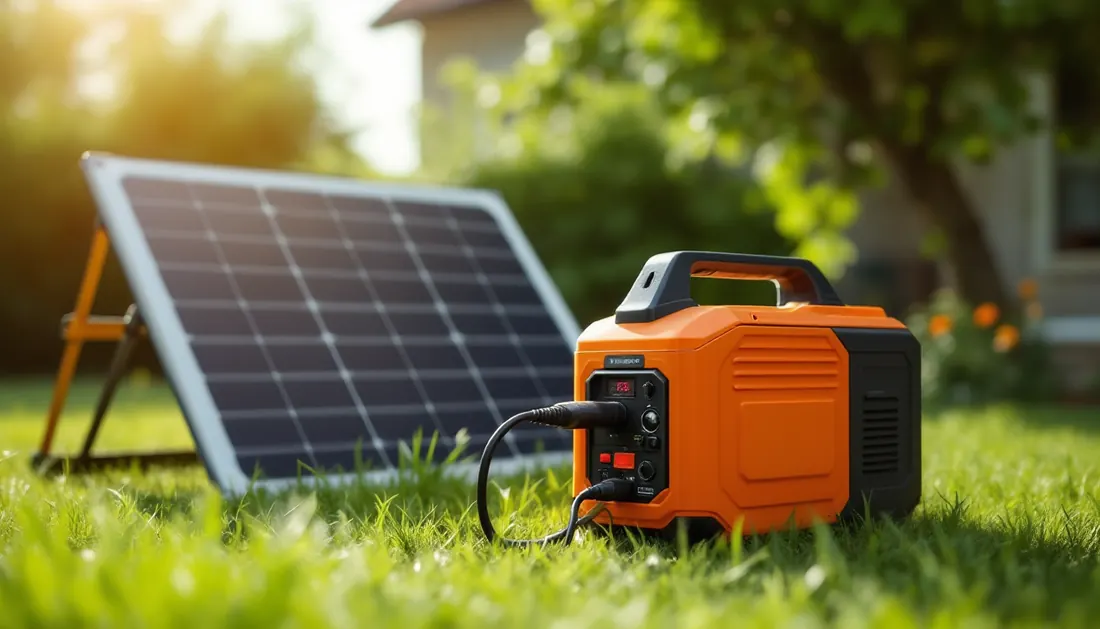 Générateur solaire portable relié à un panneau solaire pliable