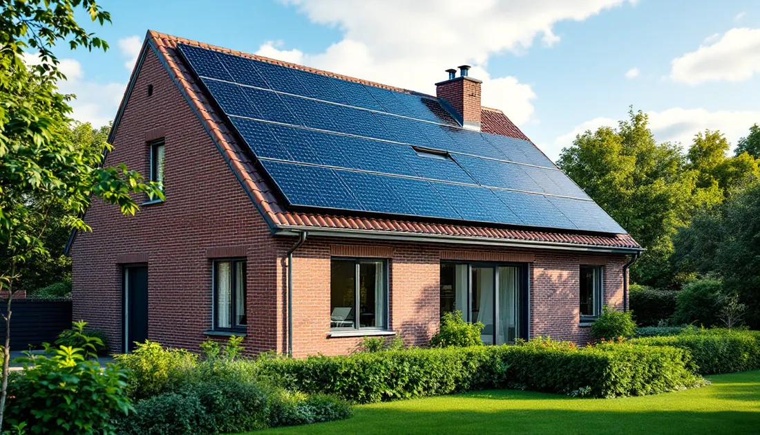 Maison belge équipée de panneaux solaires sur sa toiture
